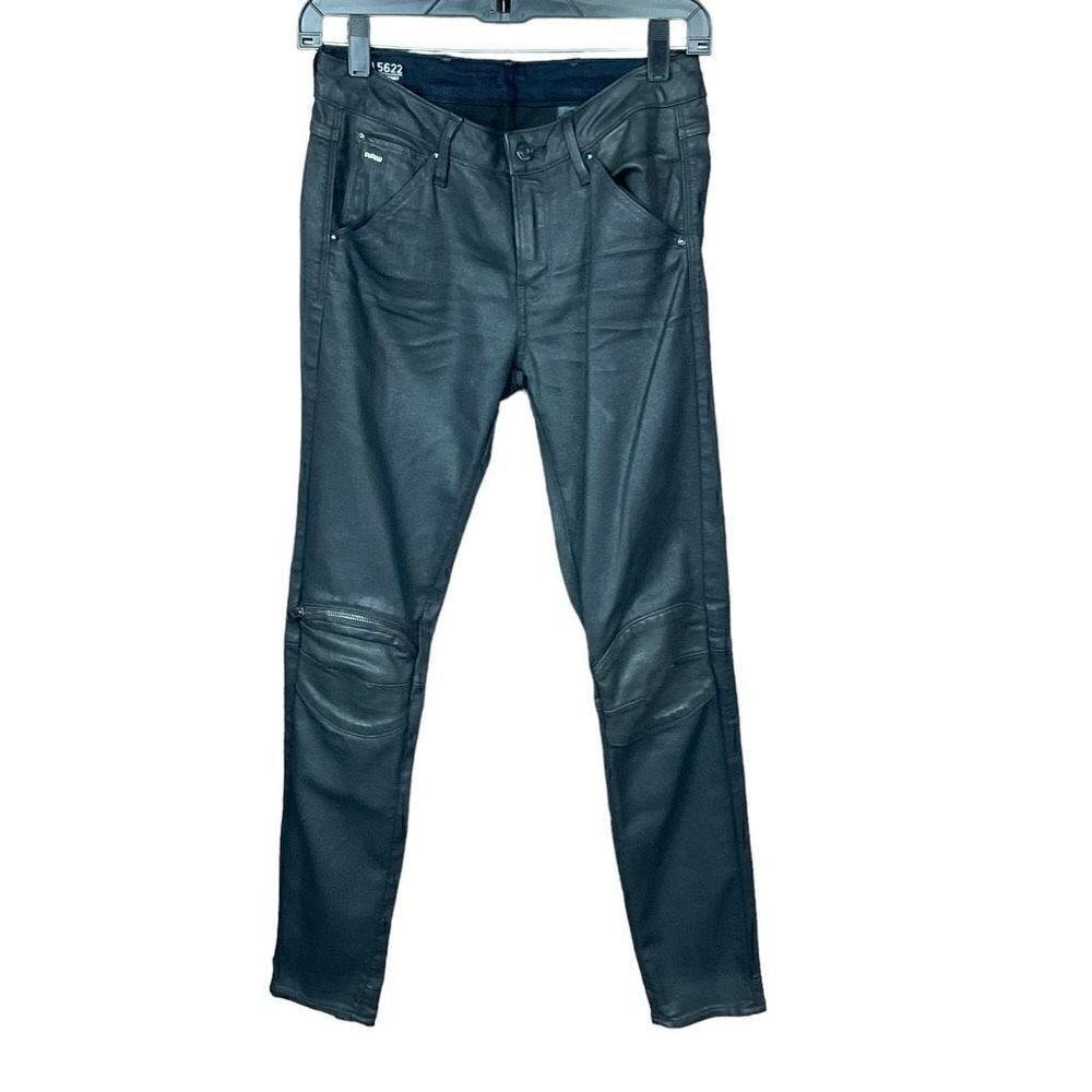 G-Star Raw Jeans Mid Skinny 5622 Moto Style Black Zippered Knee Waist 27
